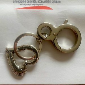 Brighton Key Chain Ring Heart Pebbled Claw Hook Foc Silver Tone Holder